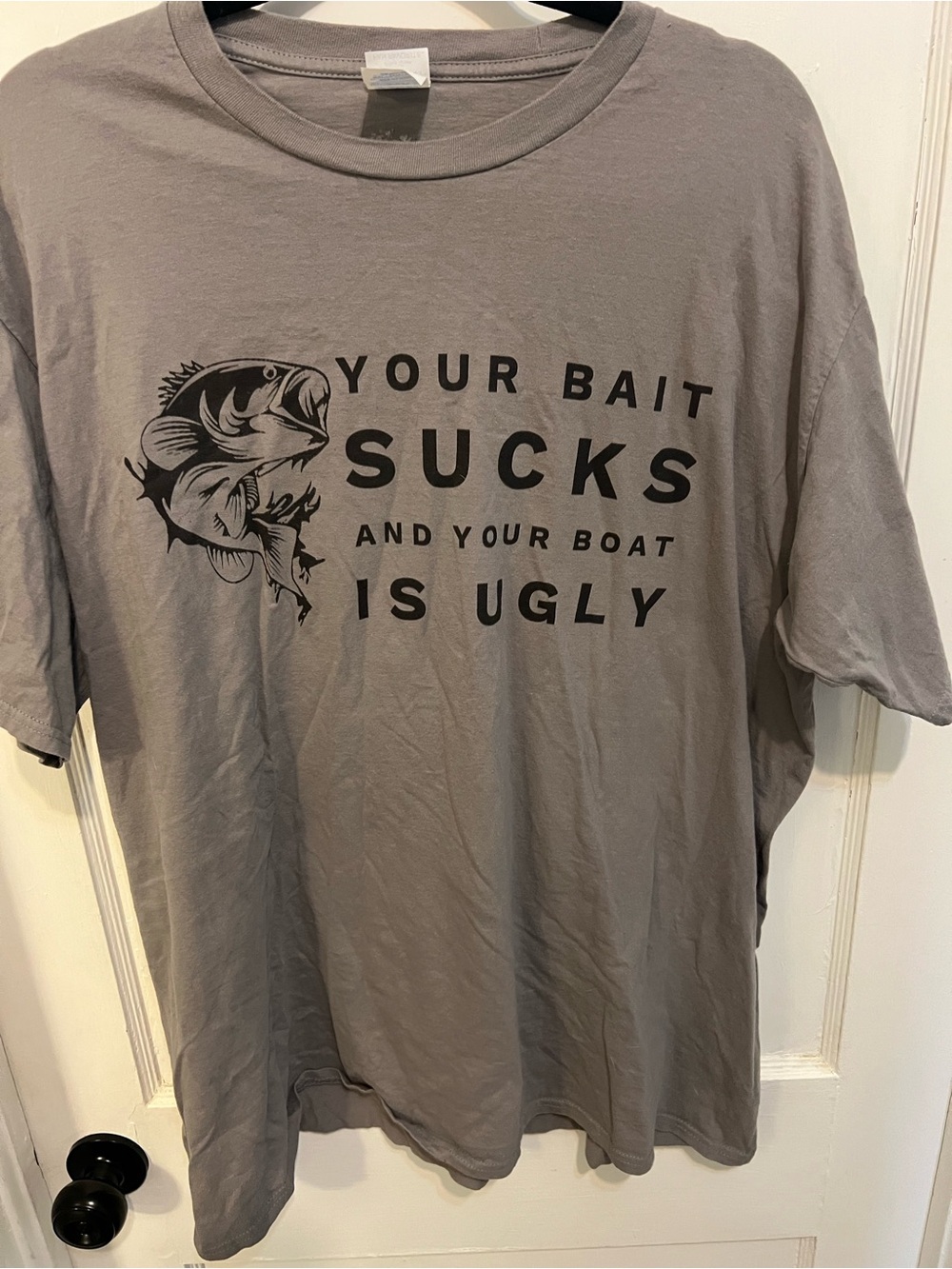 Graphic Fishing Tee - Gray "Your Bait Sucks"